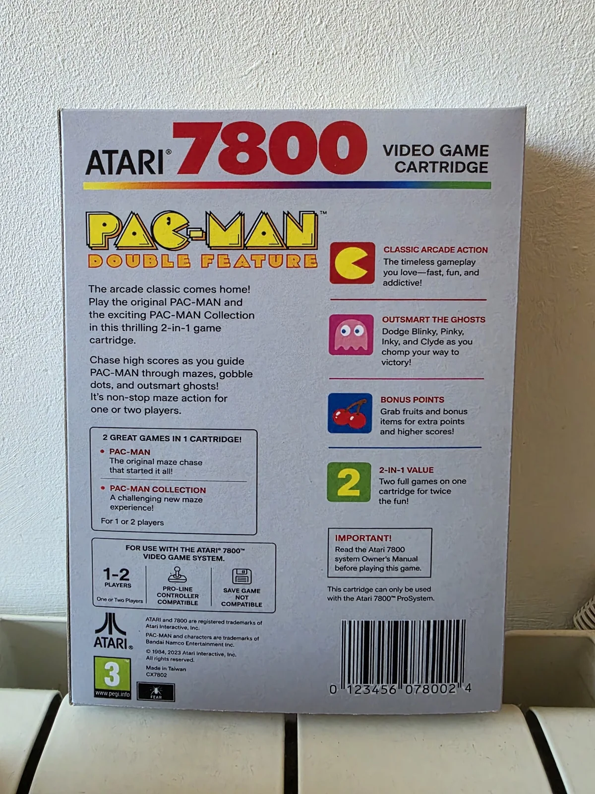 Caja repro Pac-Man Double Feature Atari 7800 trasera