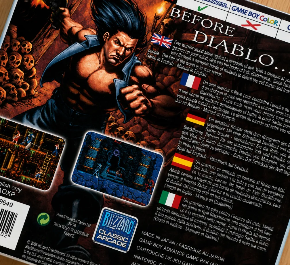 Trasera de Blackthorne GBA