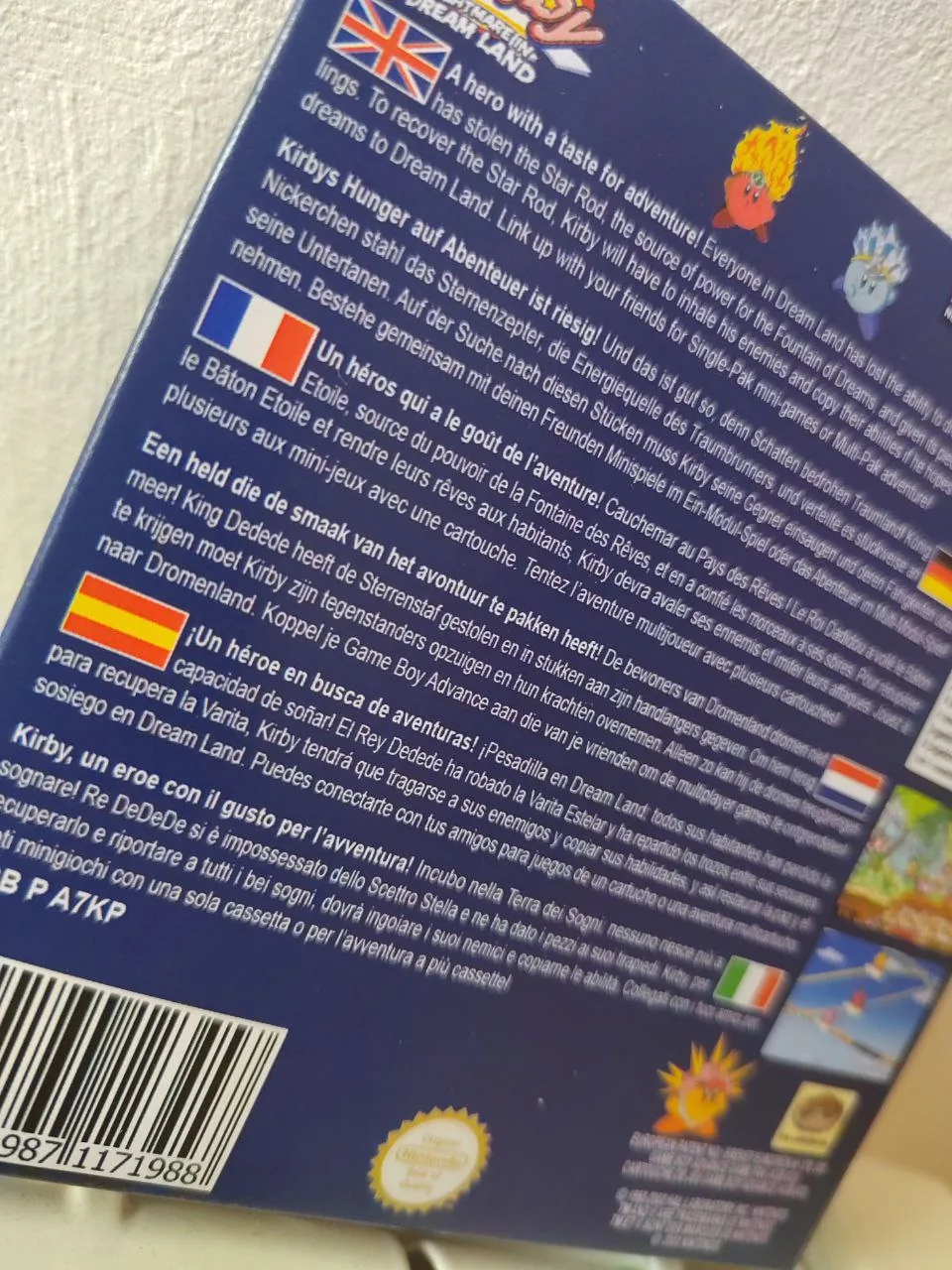 Caja repro de Kirby Nightmare in Dream Land GBA PAL España detalle 2