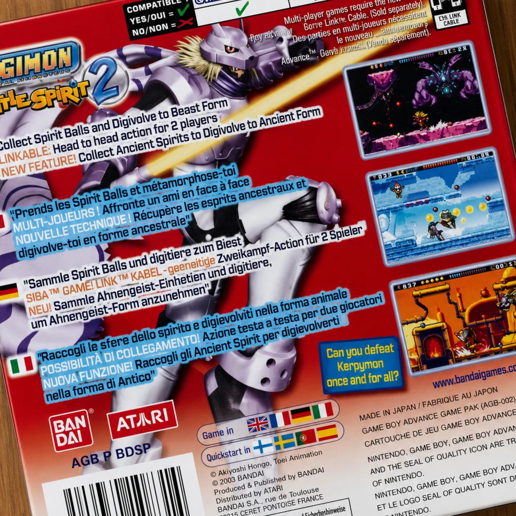 Trasera de Digimon Battle Spirit 2 GBA