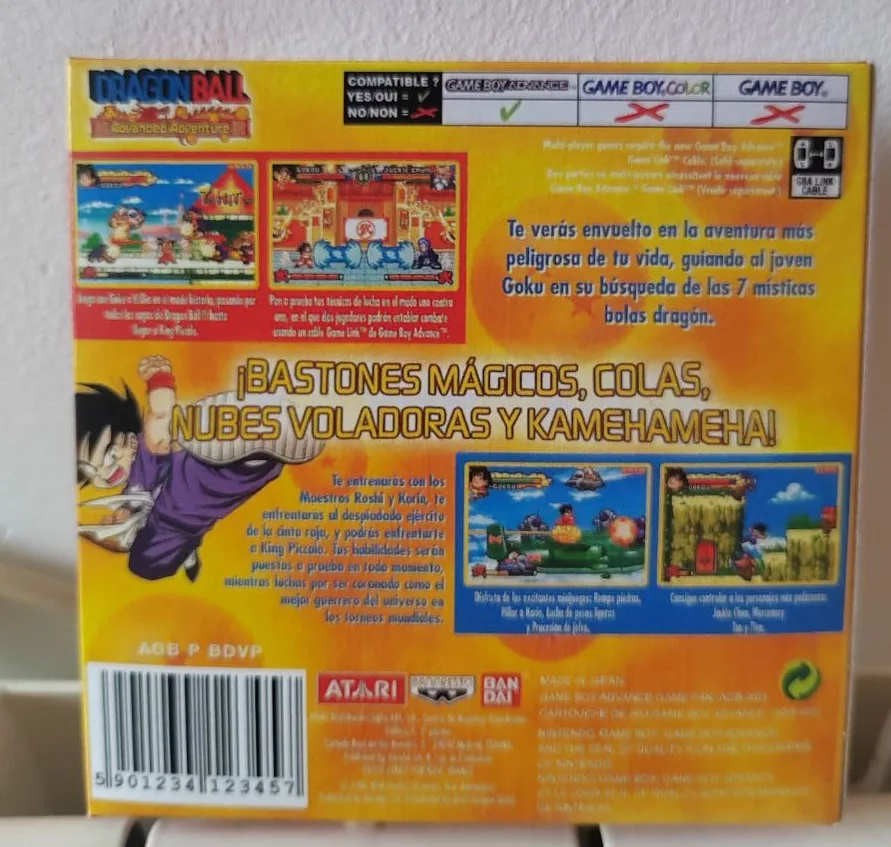 Caja repro Dragon Ball Adventure GBA PAL España detalle 2