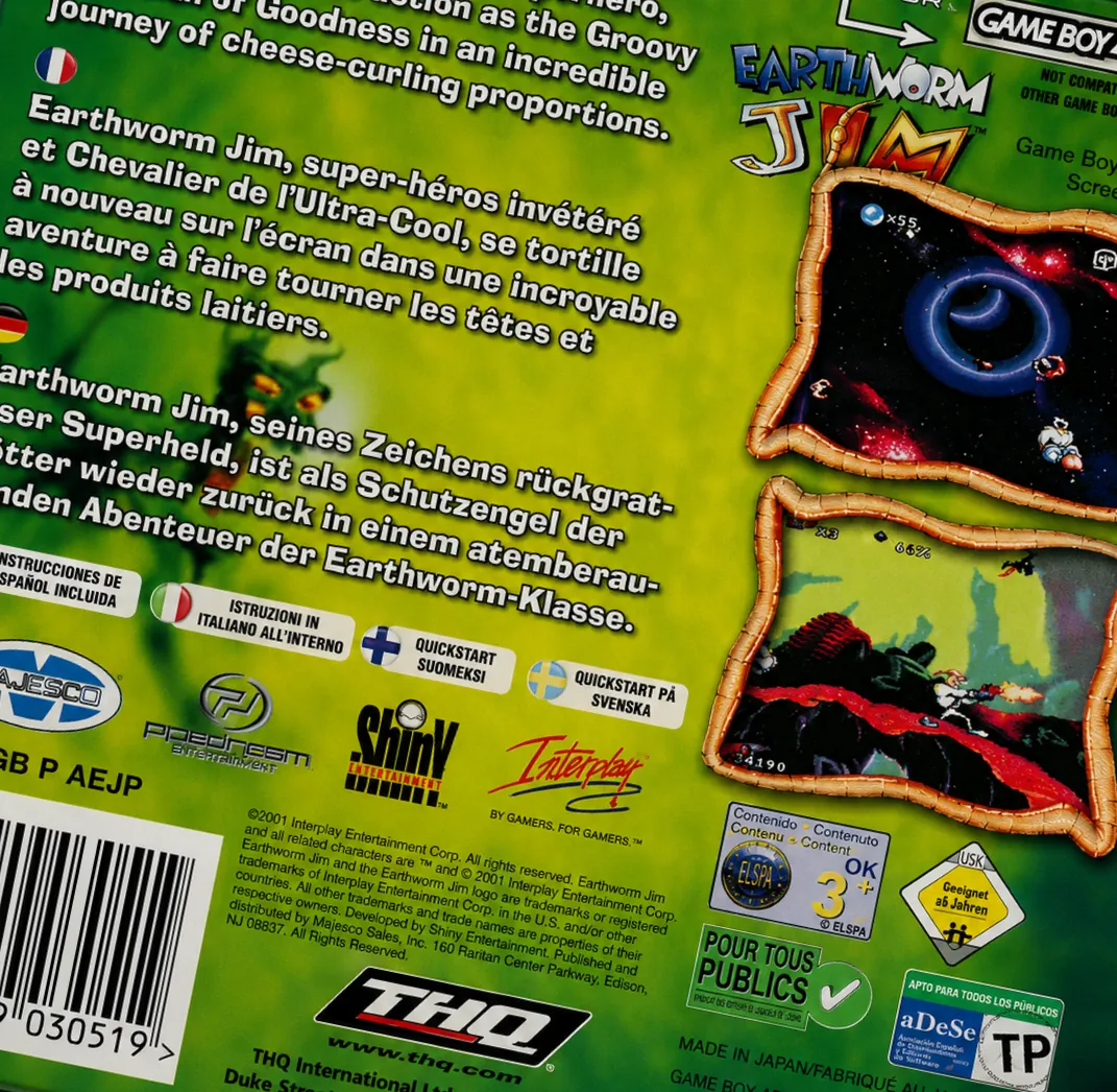 Trasera de Earthworm Jim GBA