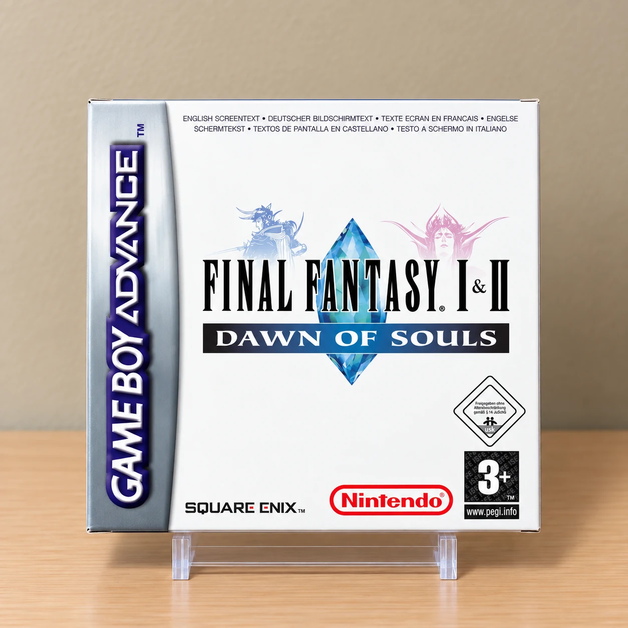 Caja repro Final Fantasy I & II: Dawn of Souls GBA PAL Europa sobre expositor