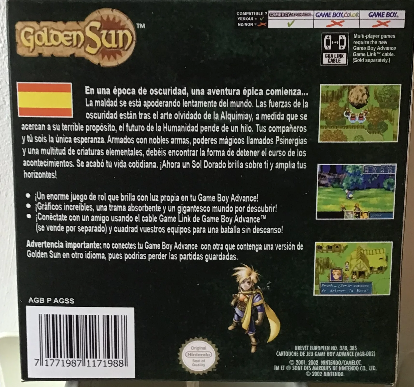 Caja repro Golden Sun GBA PAL España detalle 2