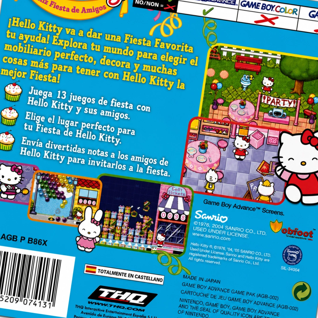 Trasera de Hello Kitty: Feliz Fiesta de Amigos GBA
