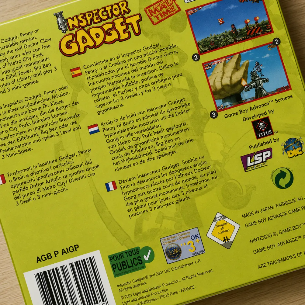 Trasera de Inspector Gadget Advance Mission GBA