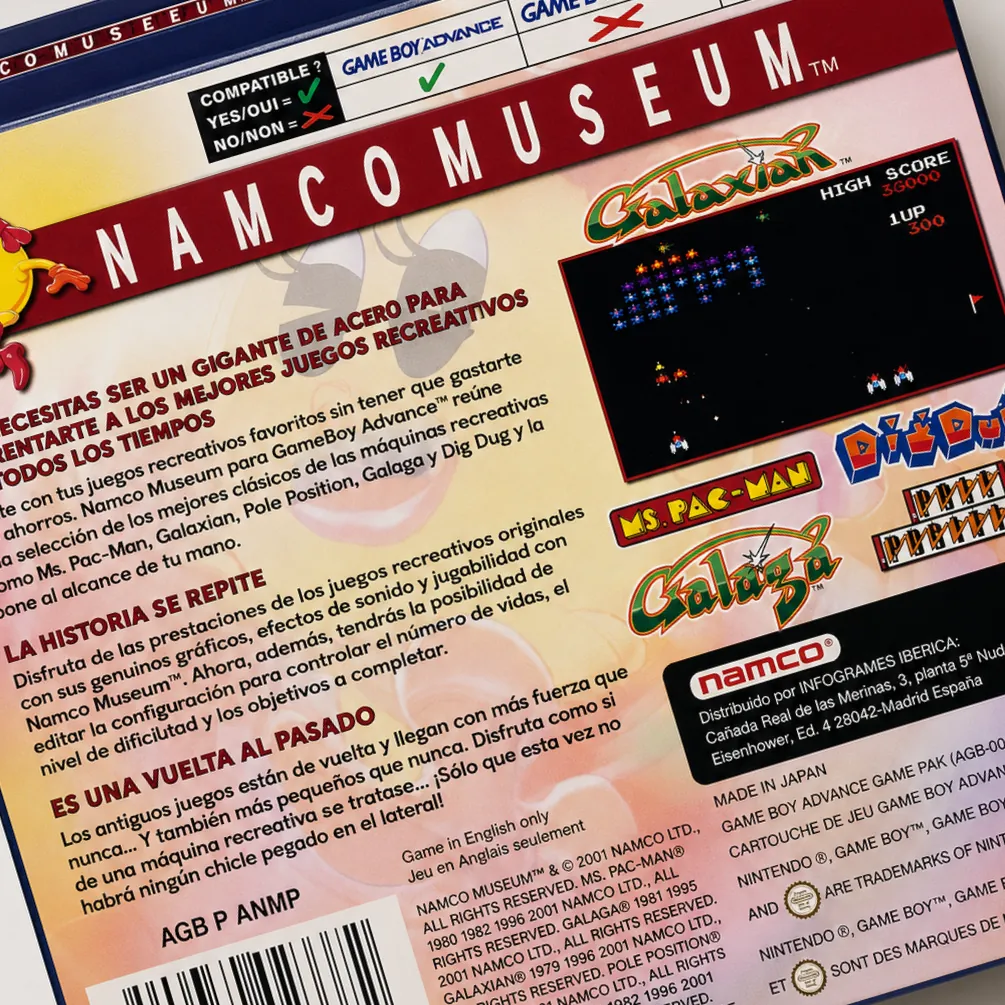 Trasera de Namco Museum GBA