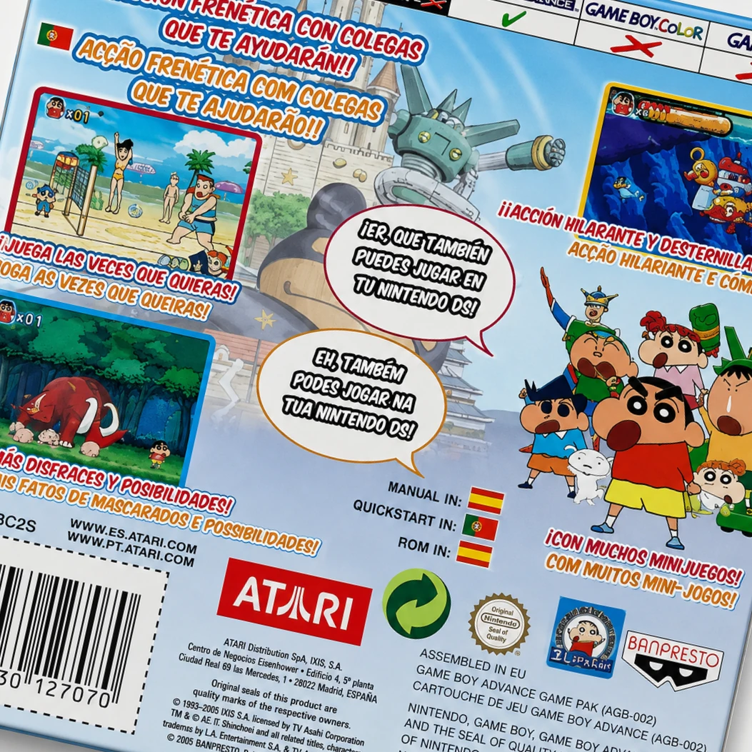 Trasera de Shin Chan contra los Mu&ntilde;ecos de Shock Gahn GBA