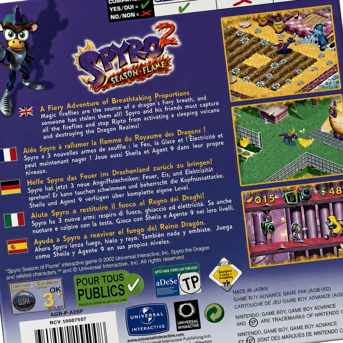 Trasera de Spyro 2: Season of Flame GBA