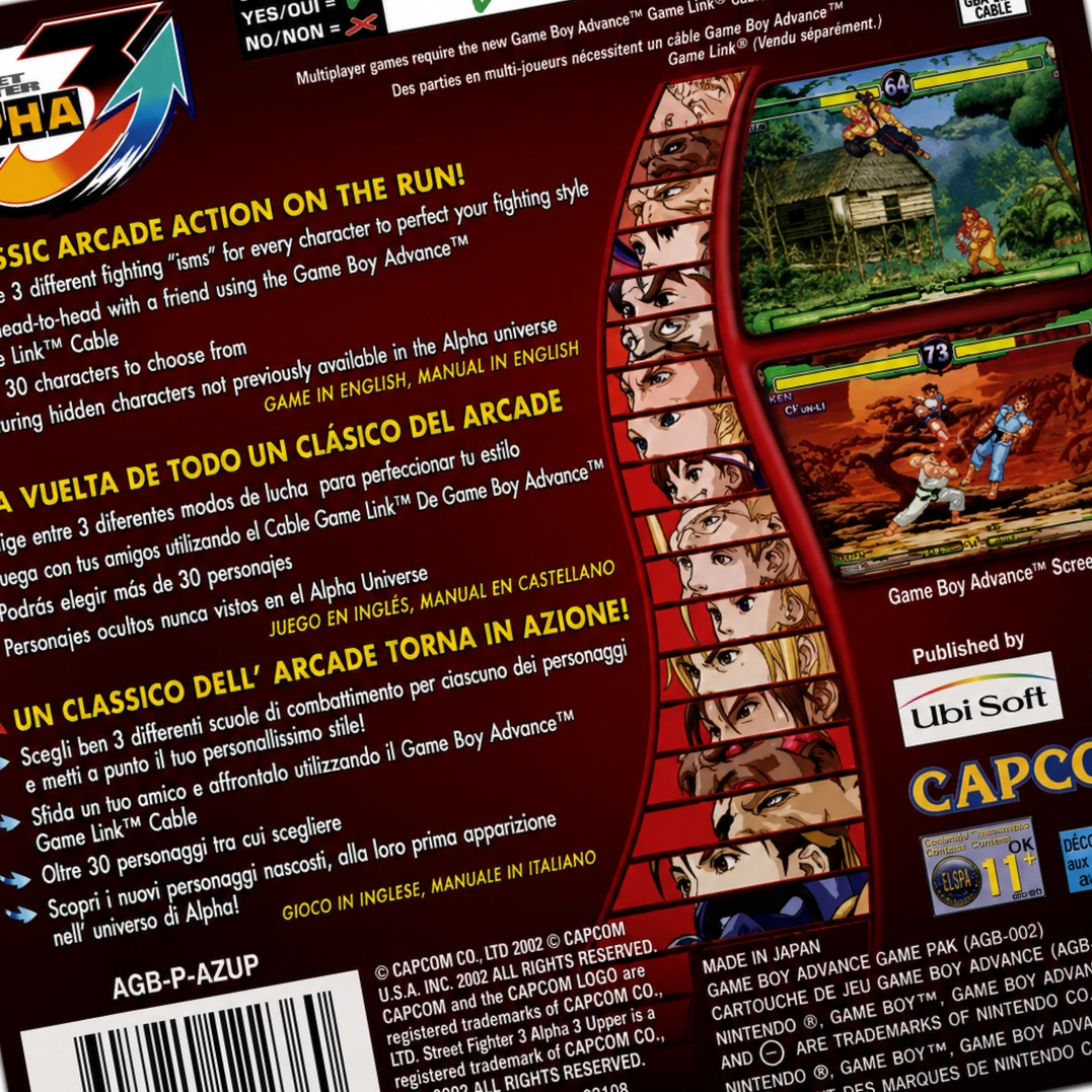 Trasera de Street Fighter Alpha 3 GBA