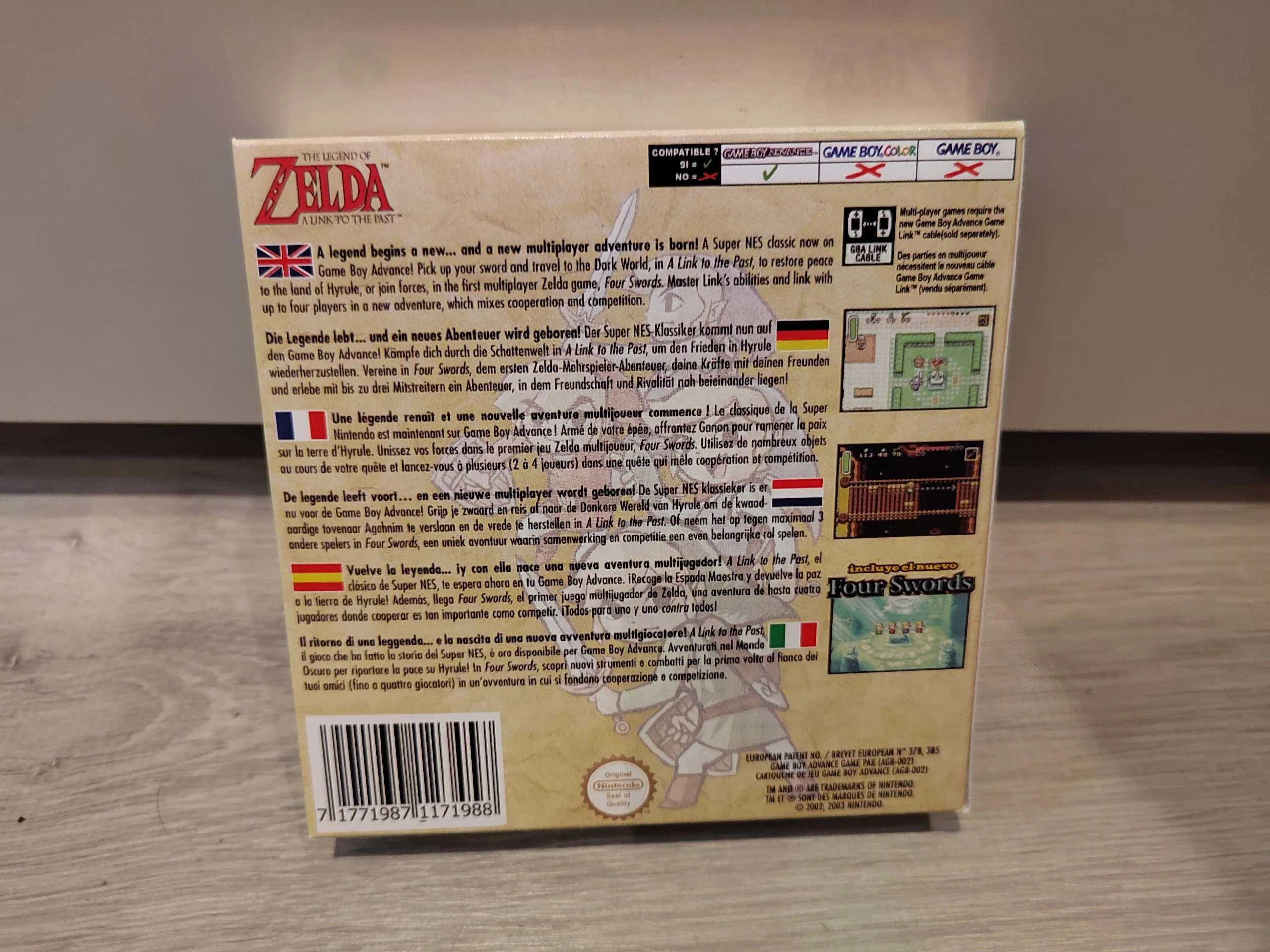 Trasera de Zelda A Link to the Past Four Swords GBA