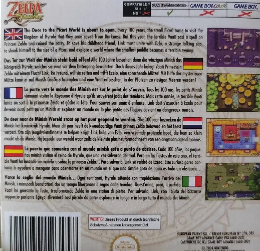 Caja repro Zelda Minish Cap GBA PAL Espa&ntilde;a detalle 2