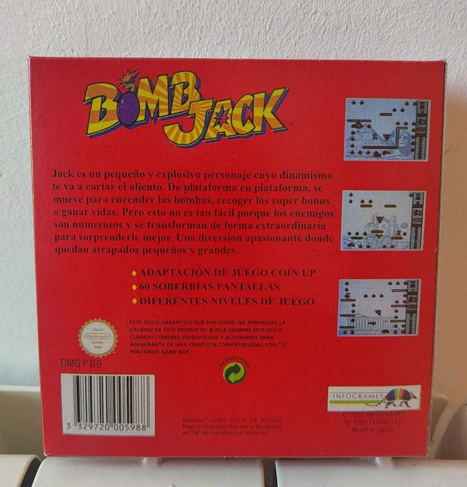 Caja repro Bomb Jack GB Game Boy PAL España detalle 2