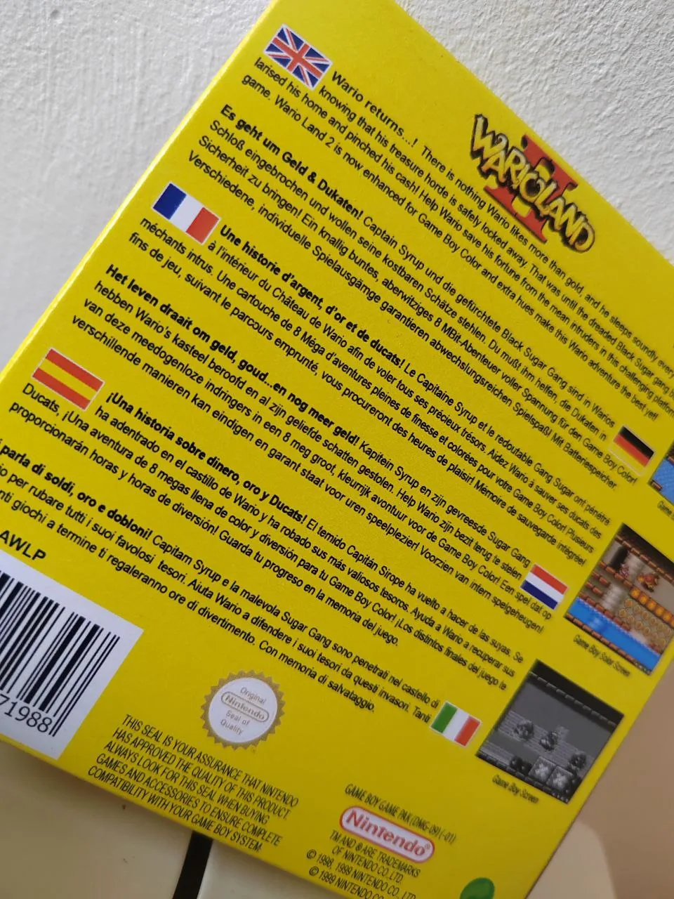 Caja repro de Wario Land II GBC Game Boy Color PAL España detalle 2