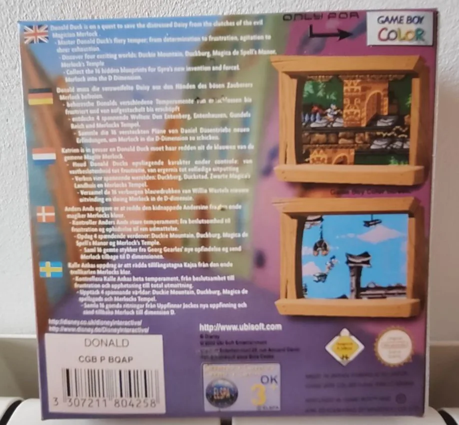 Caja repro Donald Duck Quack Attack Game Boy Color PAL España detalle 2