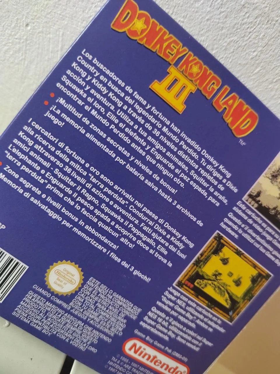 Caja repro Donkey Kong Land 3 Game Boy PAL España detalle 2