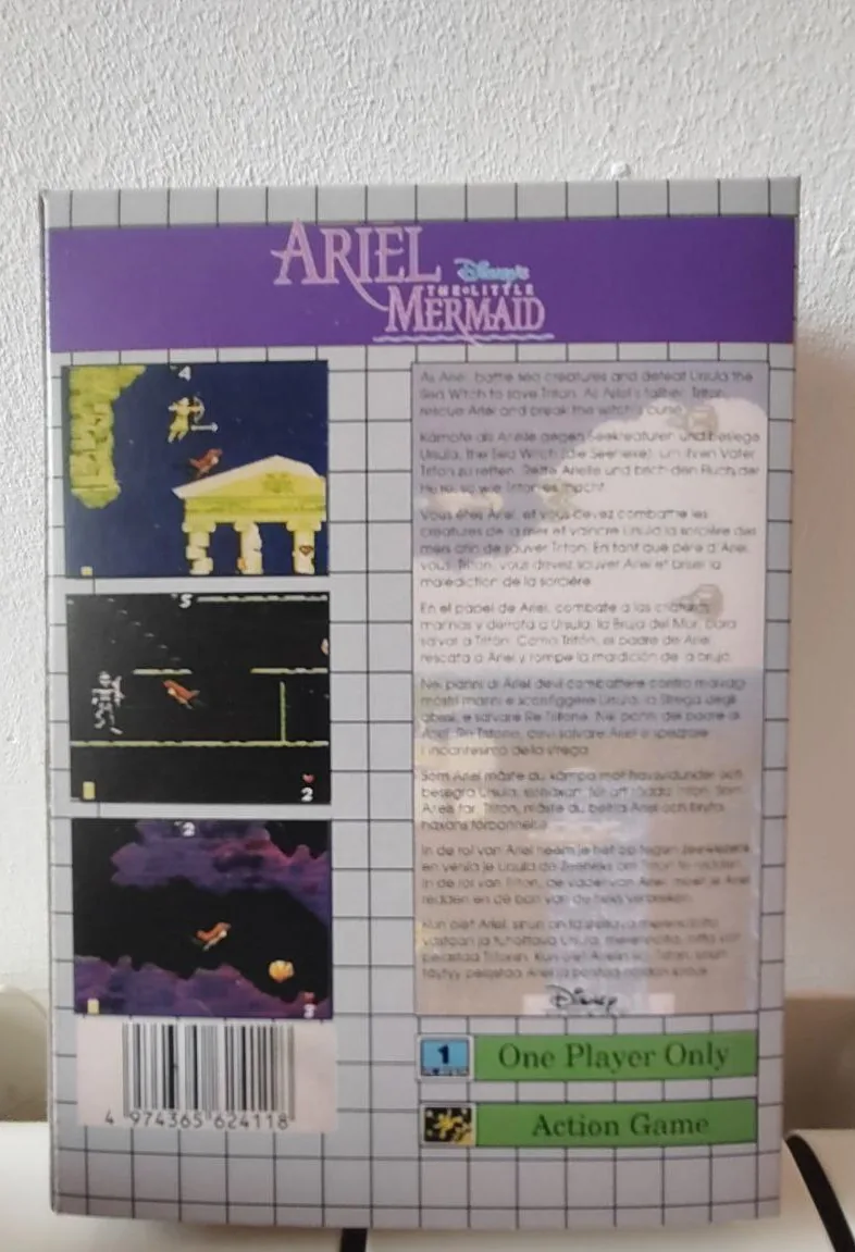 Caja repro Ariel The Little Mermaid Game Gear PAL España detalle 2