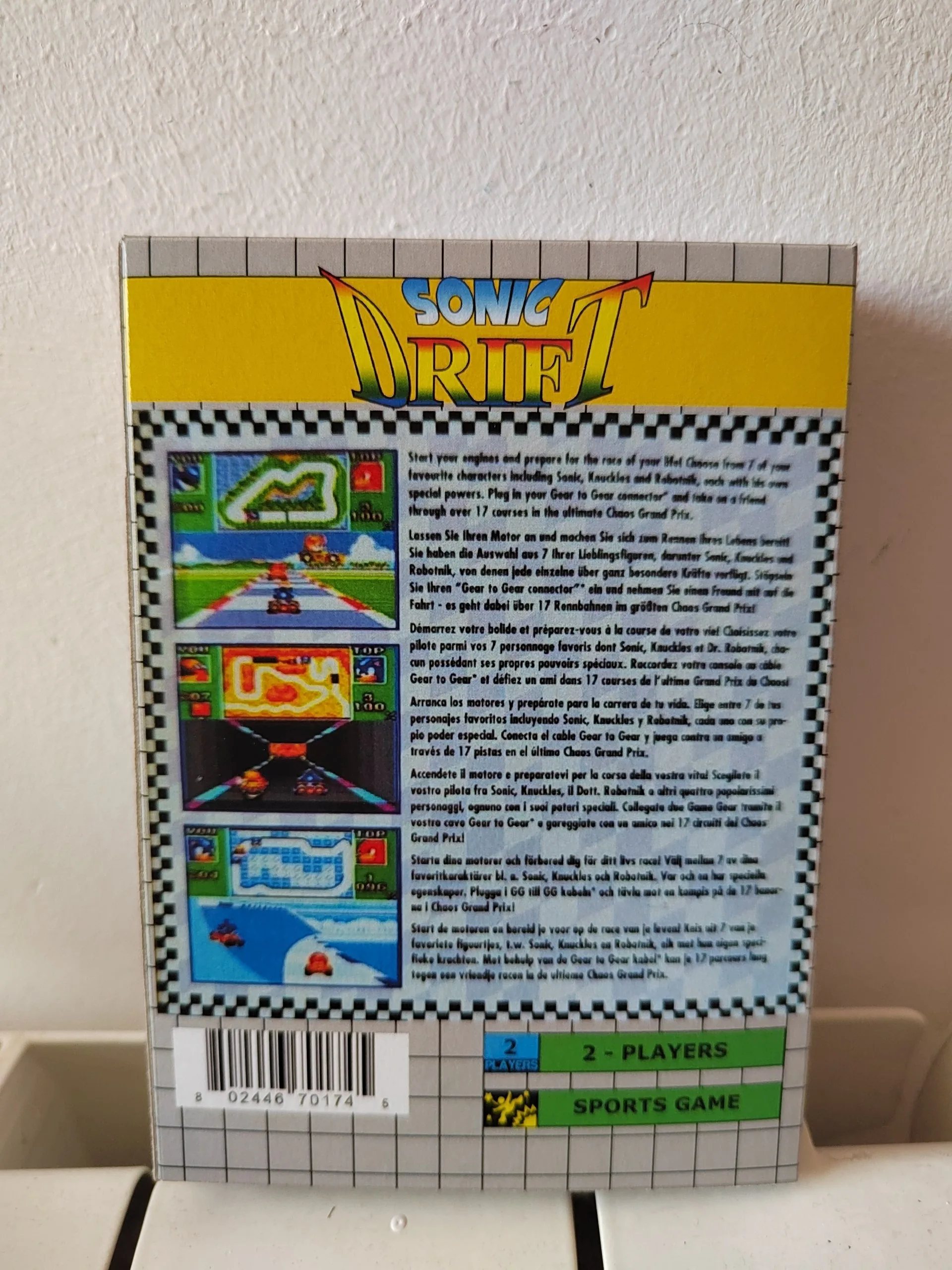 Trasera de Sonic Drift Game Gear