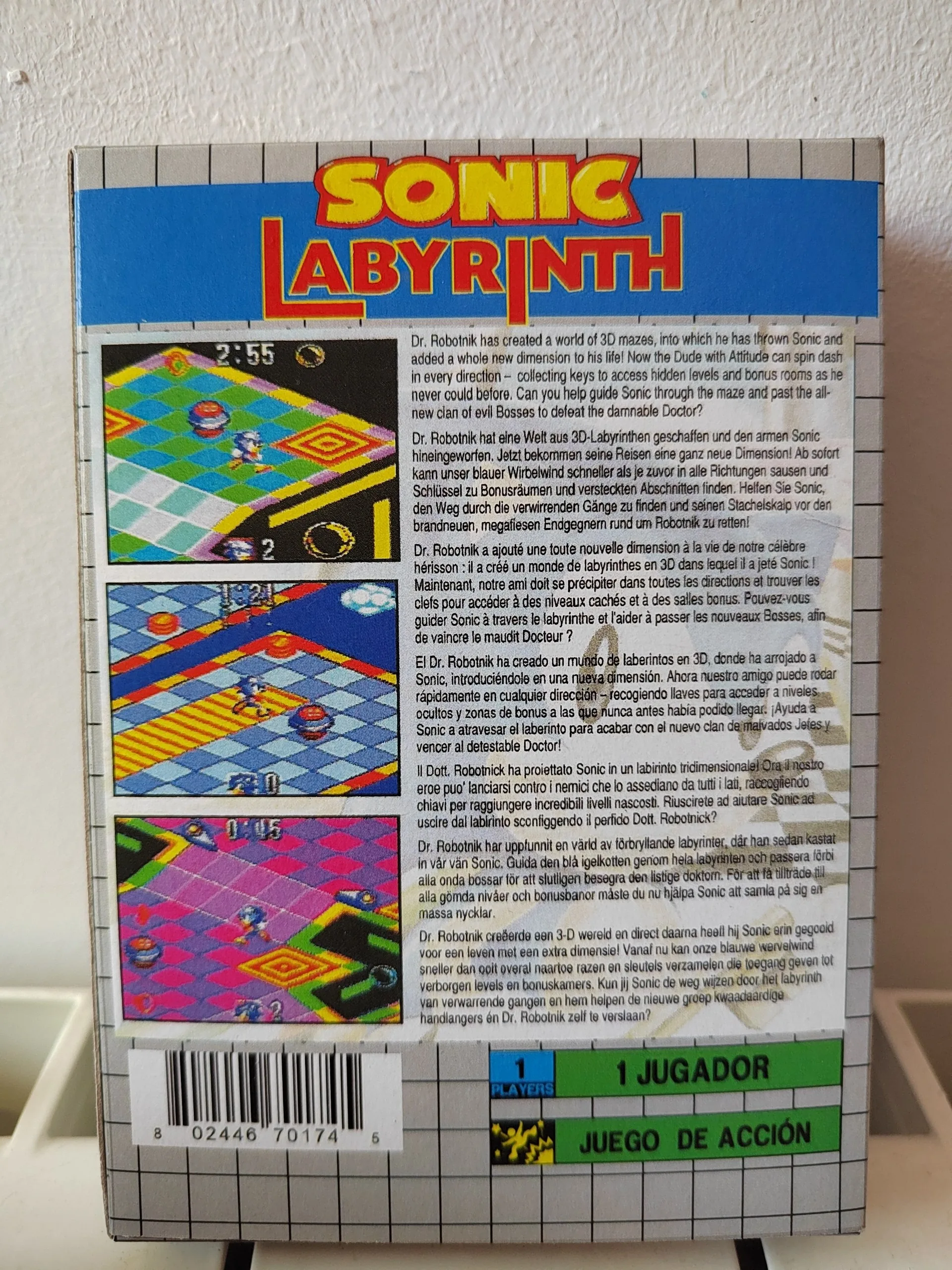 Trasera de Sonic Labyrinth Game Gear