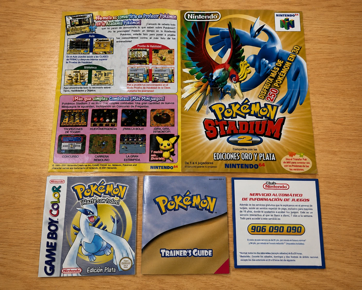 Pack Pokémon Plata PAL España para Game Boy Color: caja, manual, flyer y tarjeta