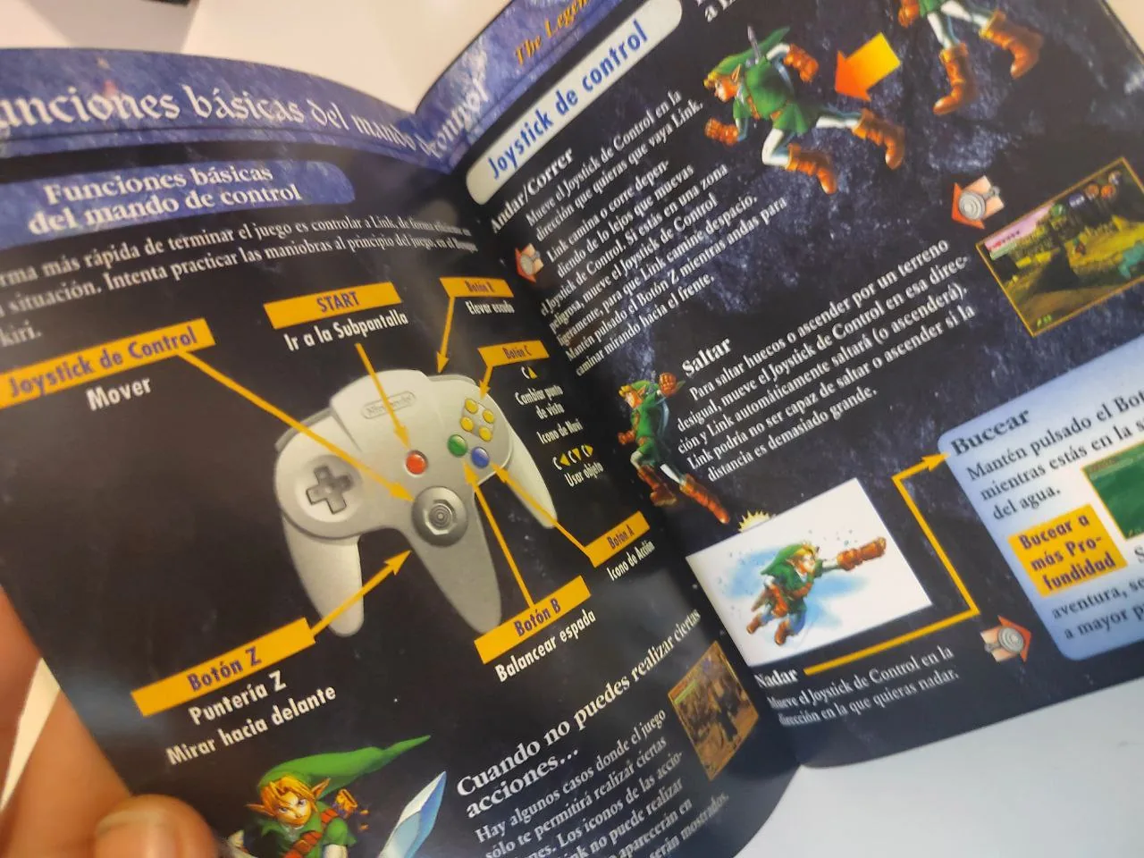 Caja repro Zelda Ocarina Nintendo 64 PAL España con manual detalle 2