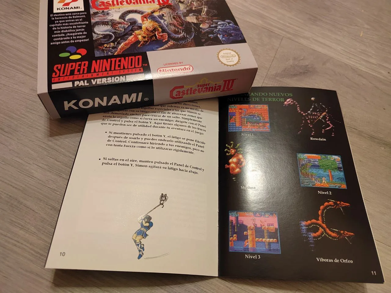 Caja repro + Manual Castlevania 4 SNES PAL España con manual detalle 2