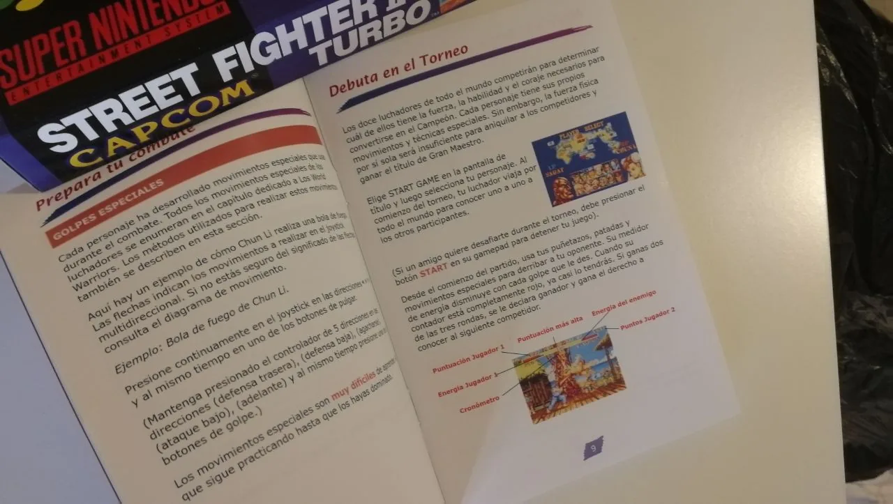 Caja repro Street Fighter 2 Turbo SNES PAL España con manual detalle 2