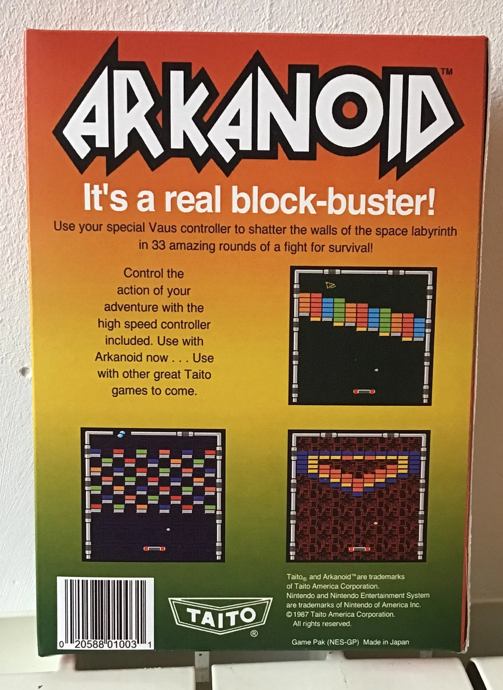 Caja repro Arakanoid Nes Nintendo Entertainment System PAL España detalle 2