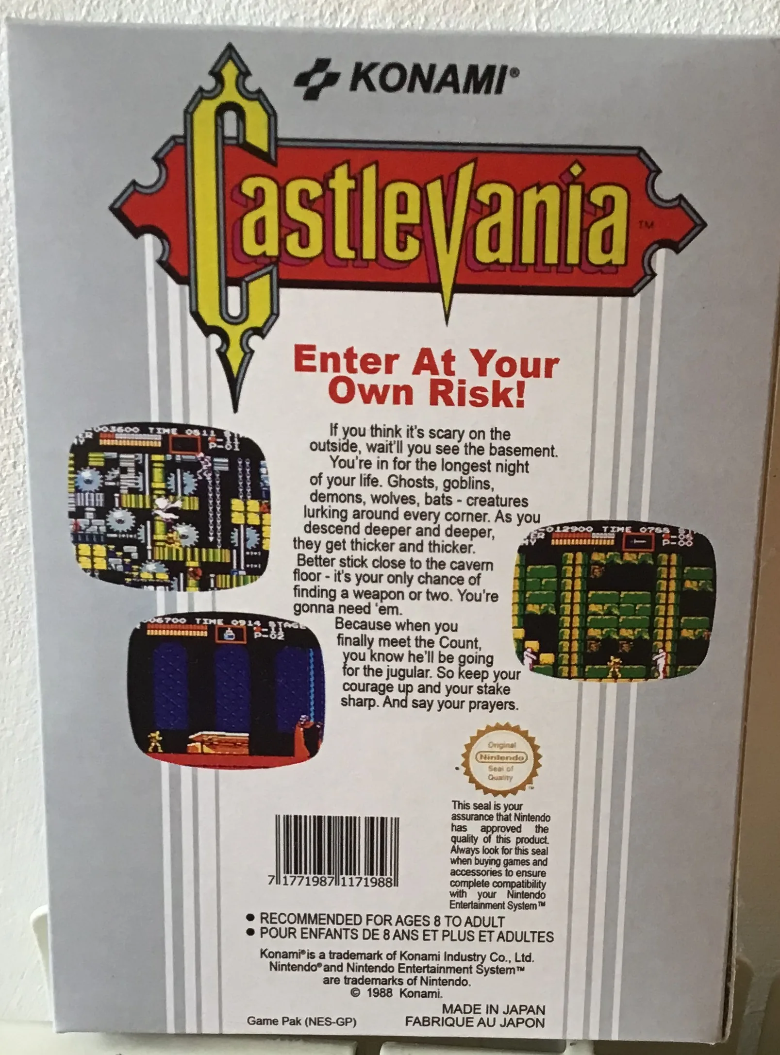 Caja repro Castlevania Nes Nintendo Entertainment System PAL España detalle 2