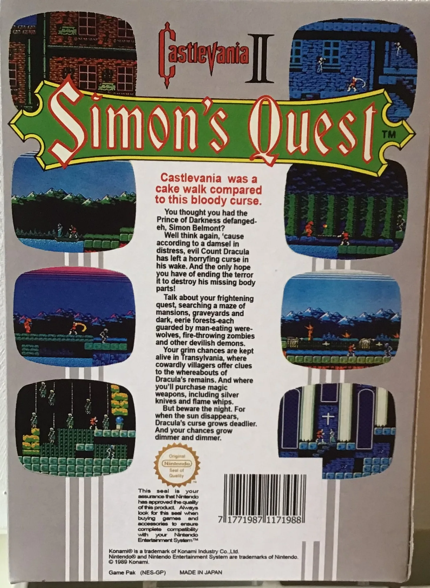 Caja repro Castlevania II: Simon's Quest Nintendo Entertainment System PAL España detalle 2