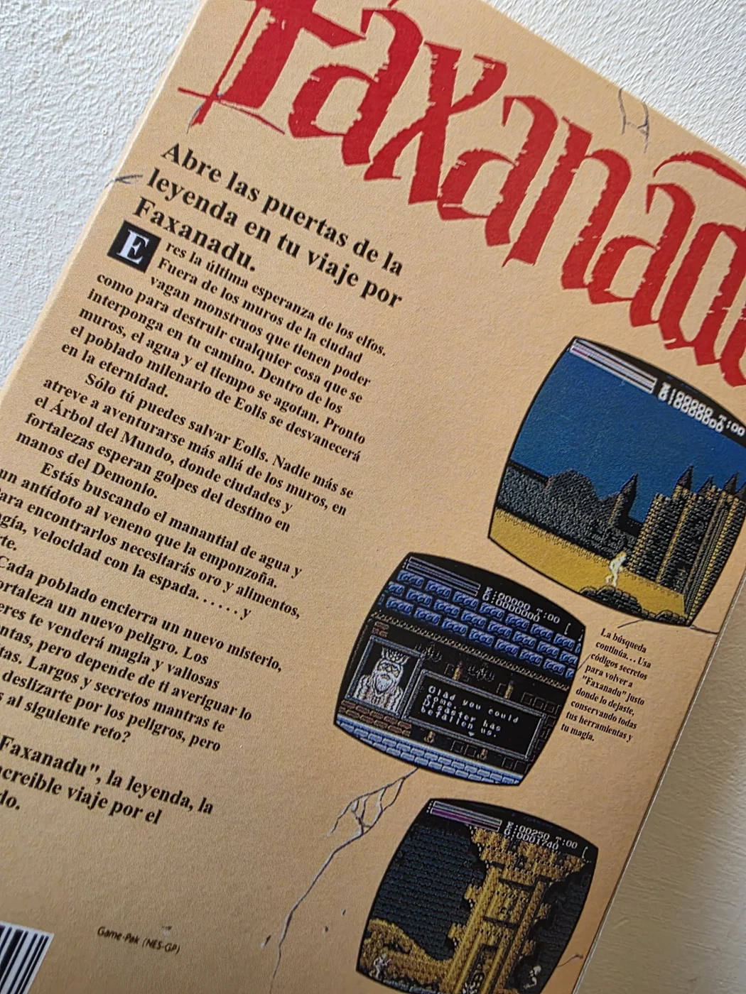 Caja repro Faxanadu NES trasera