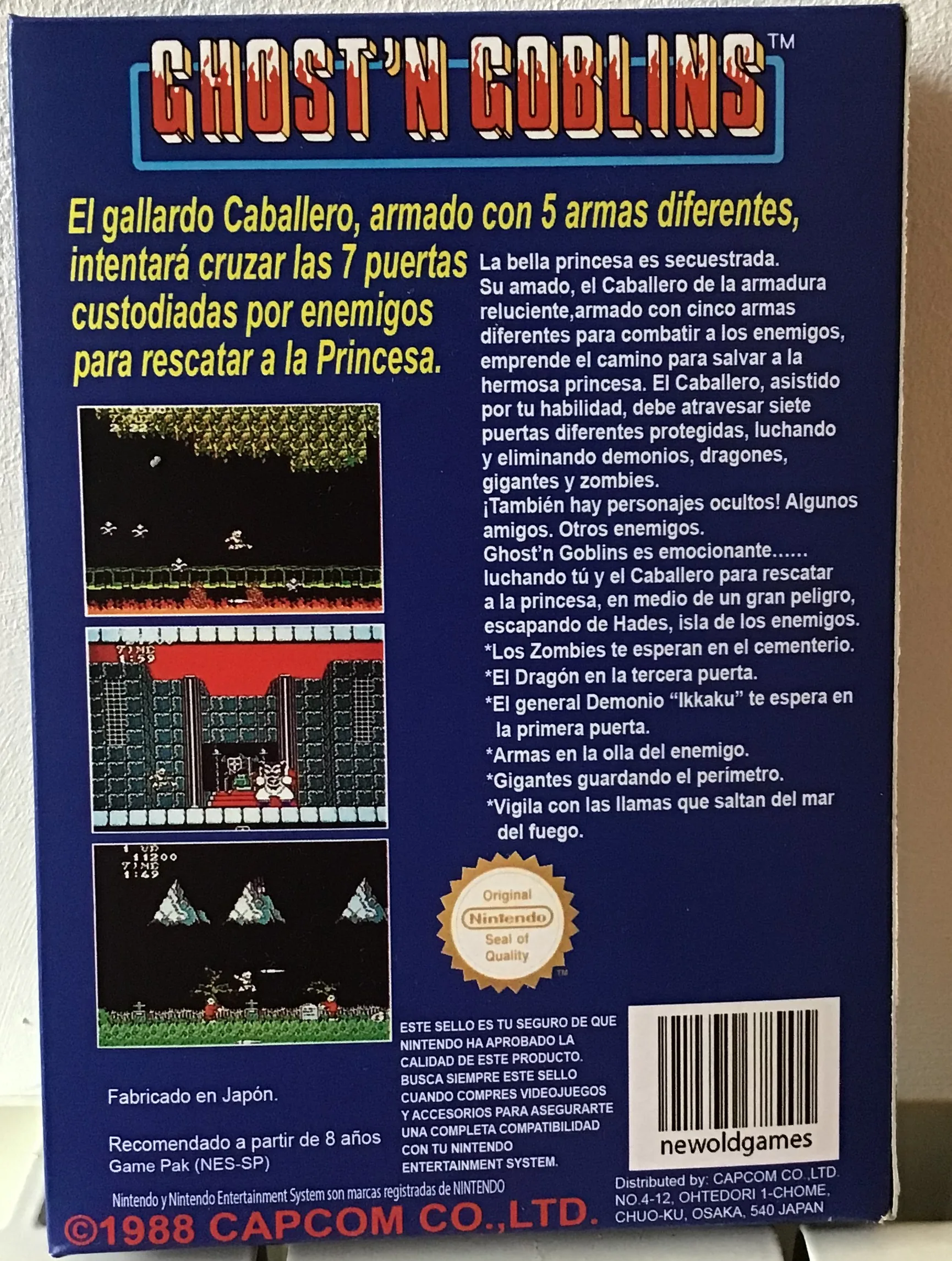 Caja repro Ghosts 'n Goblins Nes Nintendo Entertainment System PAL España detalle 2