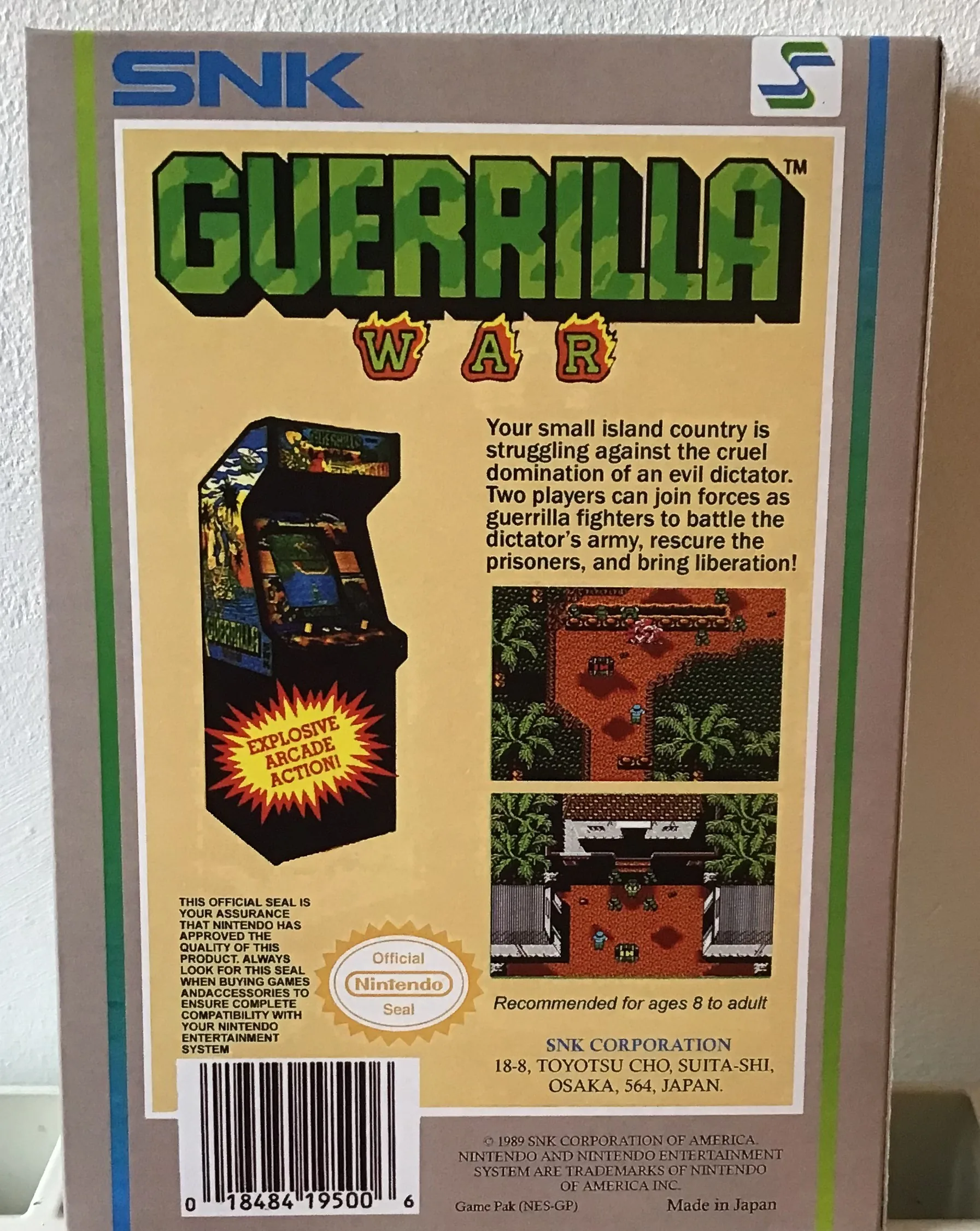 Caja repro Guerrilla War Nes Nintendo Entertainment System PAL España detalle 2