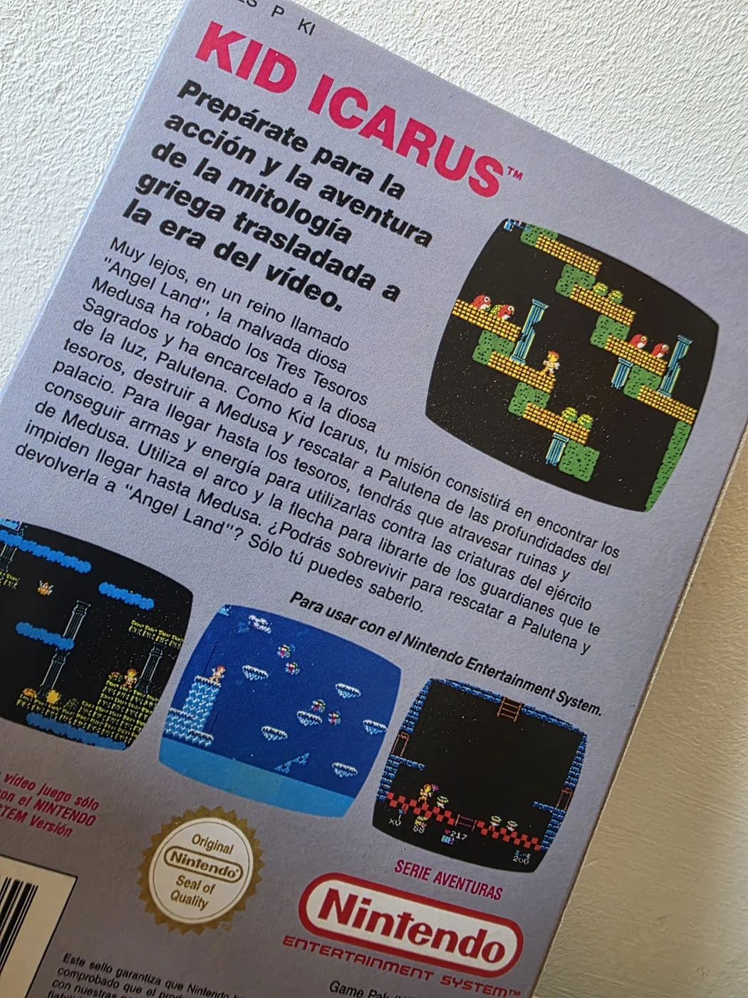 Caja repro Kid Icarus NES trasera