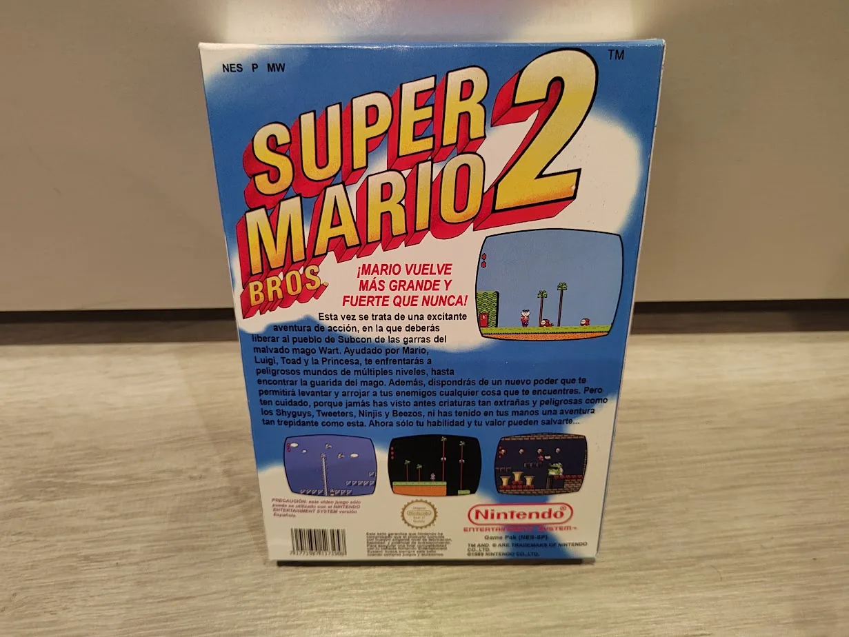 Caja repro Super Mario Bros 2 NES PAL Espa&ntilde;a detalle 2