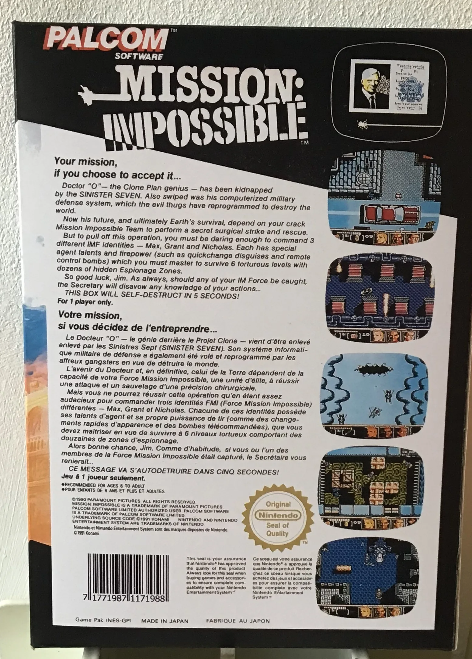 Caja repro Mission Impossible Nes Nintendo Entertainment System PAL España detalle 2