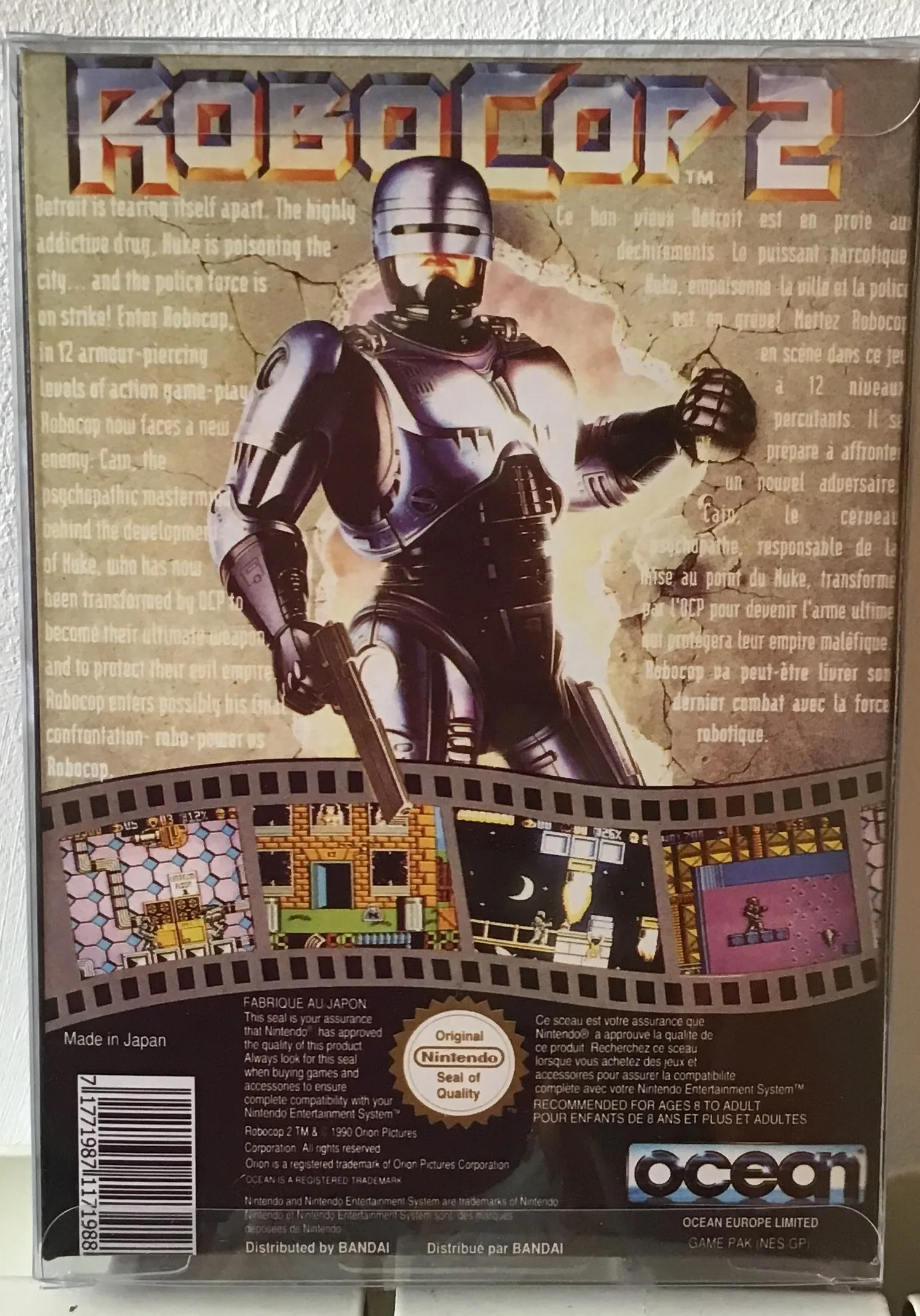 Caja repro Robocop 2 Nes Nintendo Entertainment System PAL España detalle 2