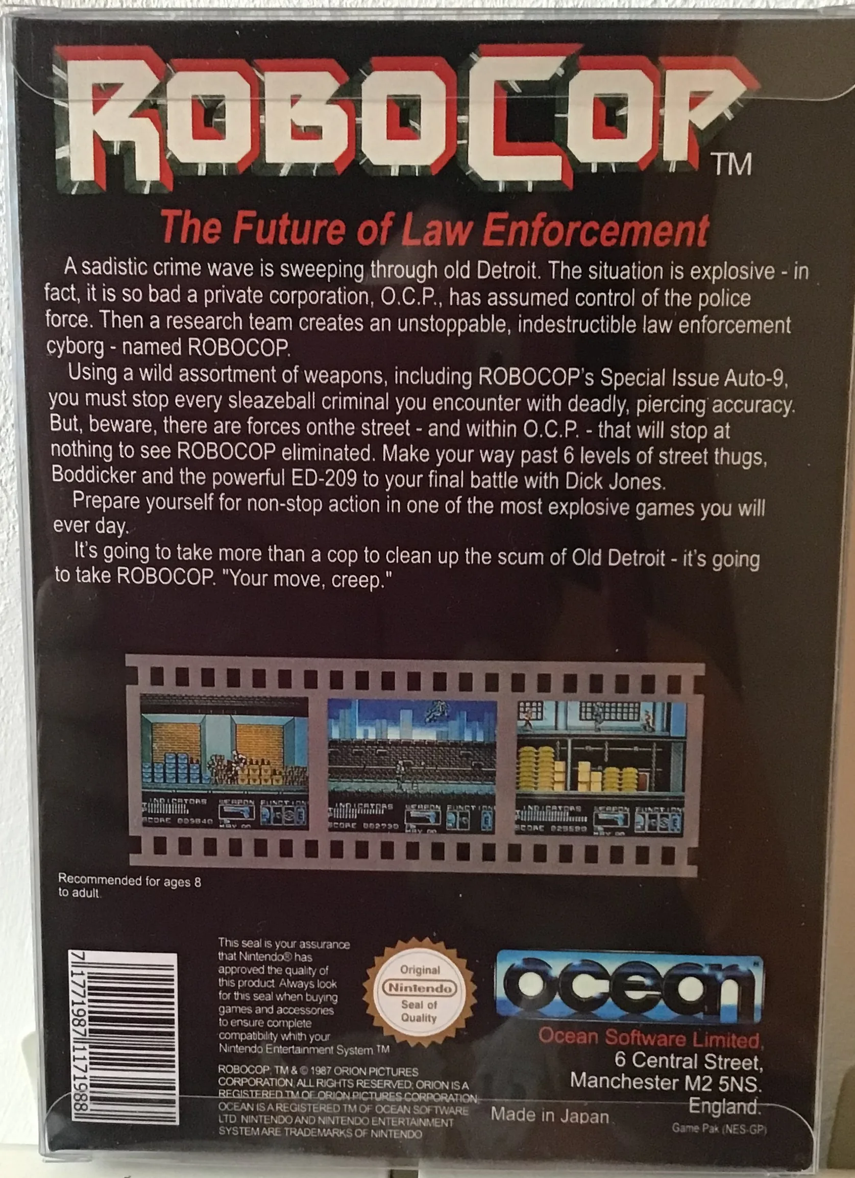 Caja repro Robocop 3 Nes Nintendo Entertainment System PAL España detalle 2