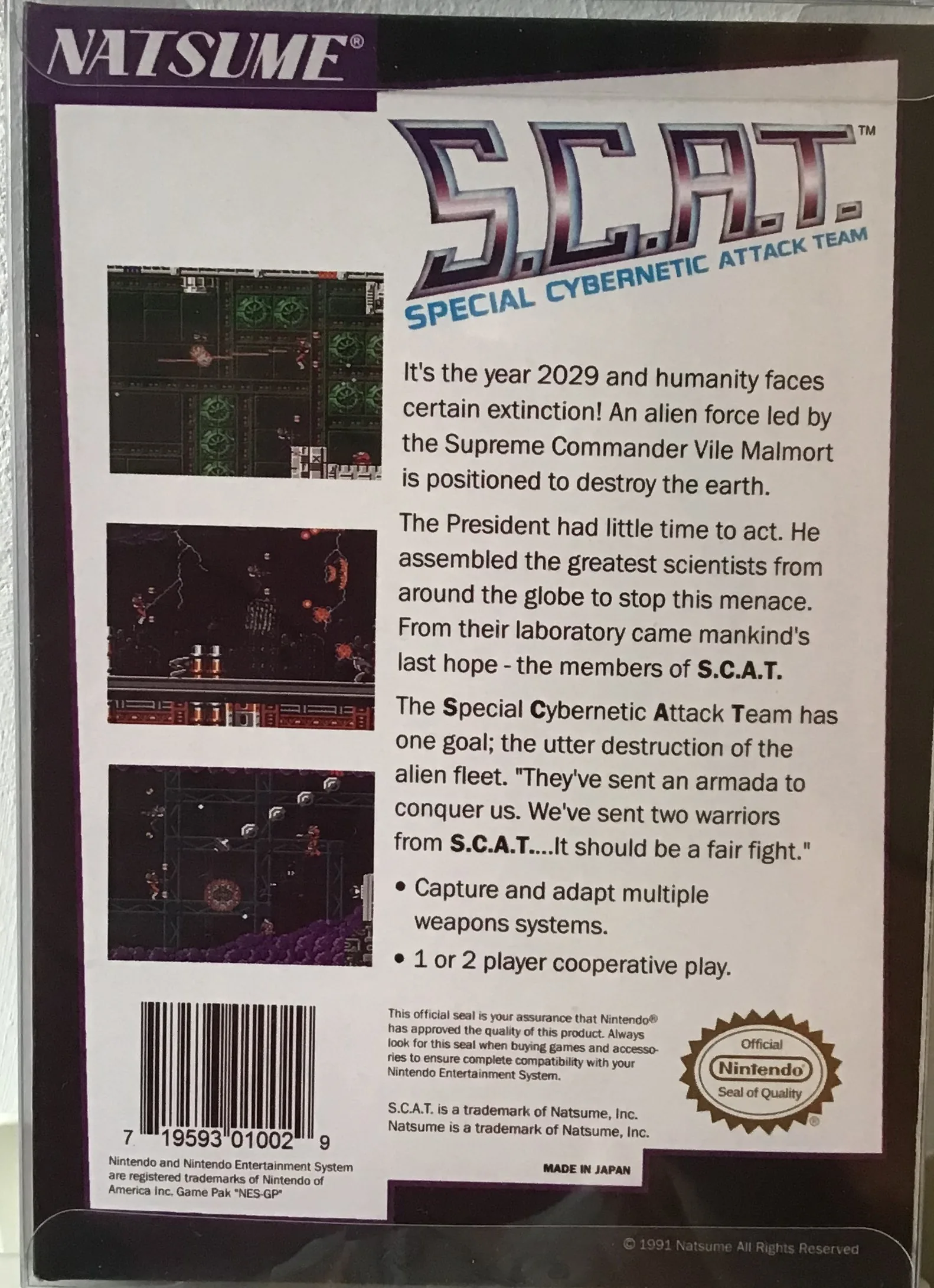 Caja repro S.C.A.T. Nes Nintendo Entertainment System PAL España detalle 2