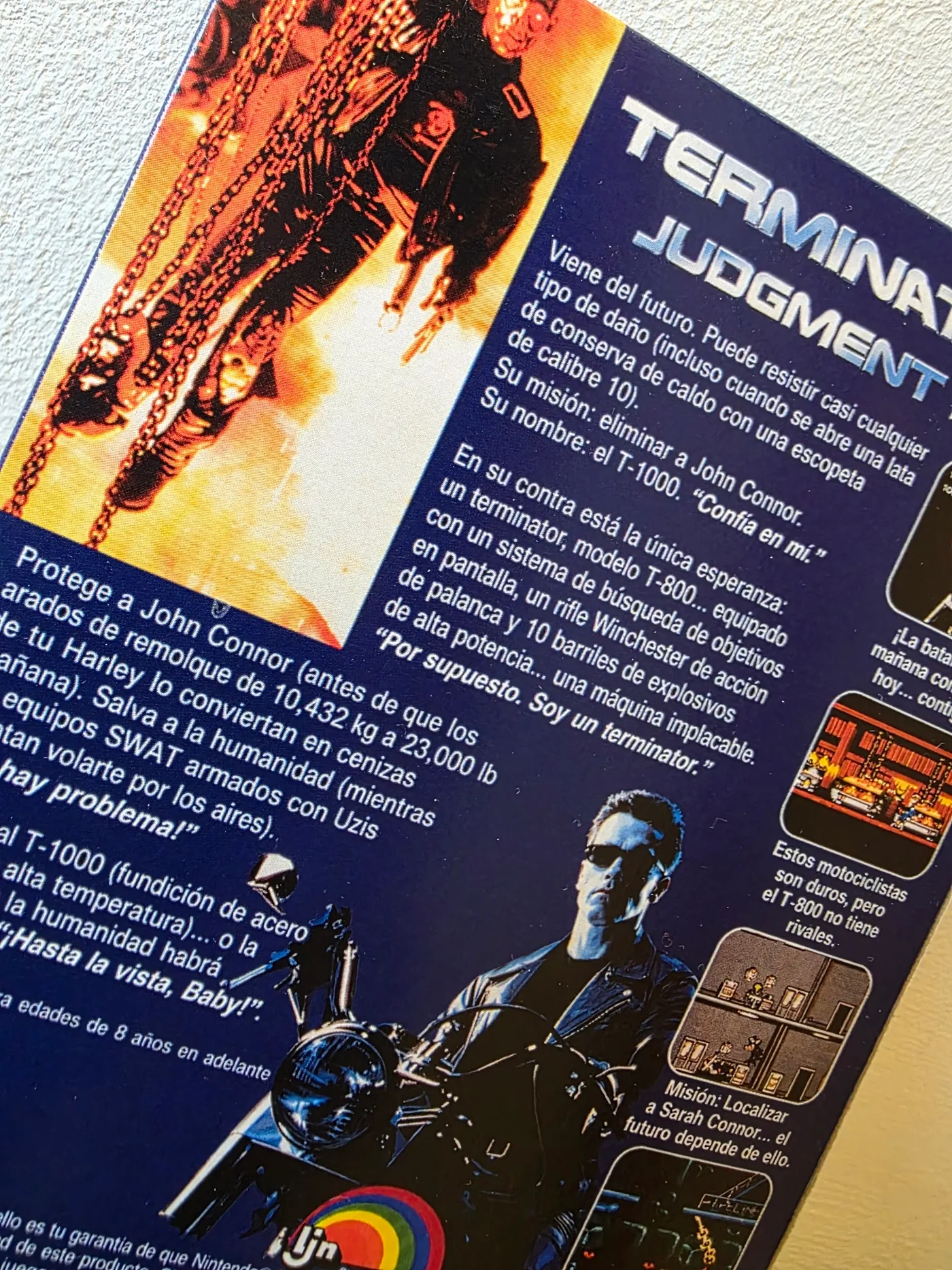 Detalle de la trasera de Terminator 2 Judgment Day para NES