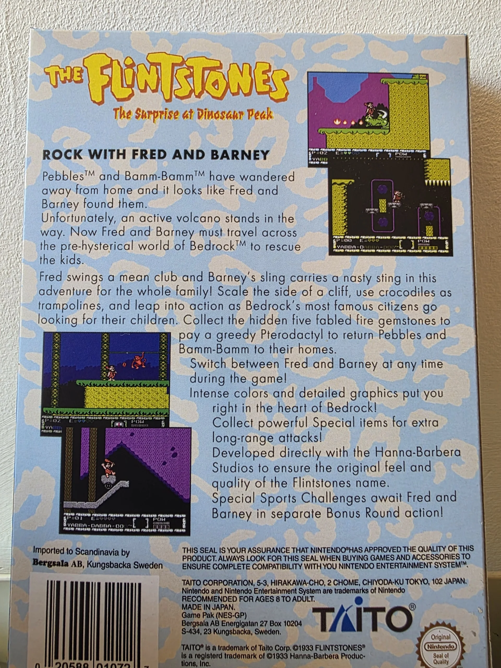Caja repro The Flintstones Dinosaur Peak NES trasera