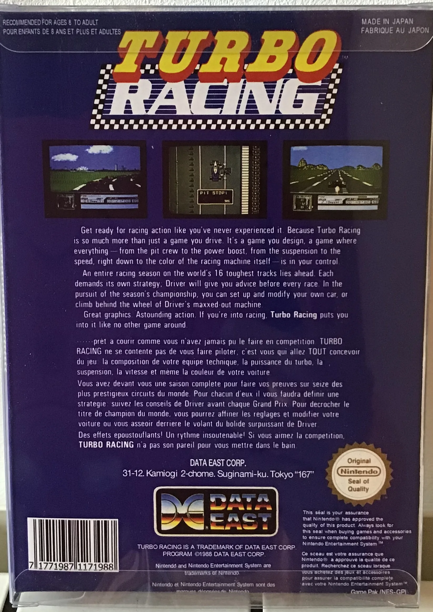 Caja repro Turbo Racing Nes Nintendo Entertainment System PAL España detalle 2