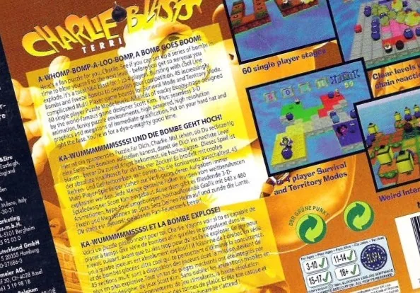 Caja repro Charlie Blast's Territory Nintendo 64 trasera