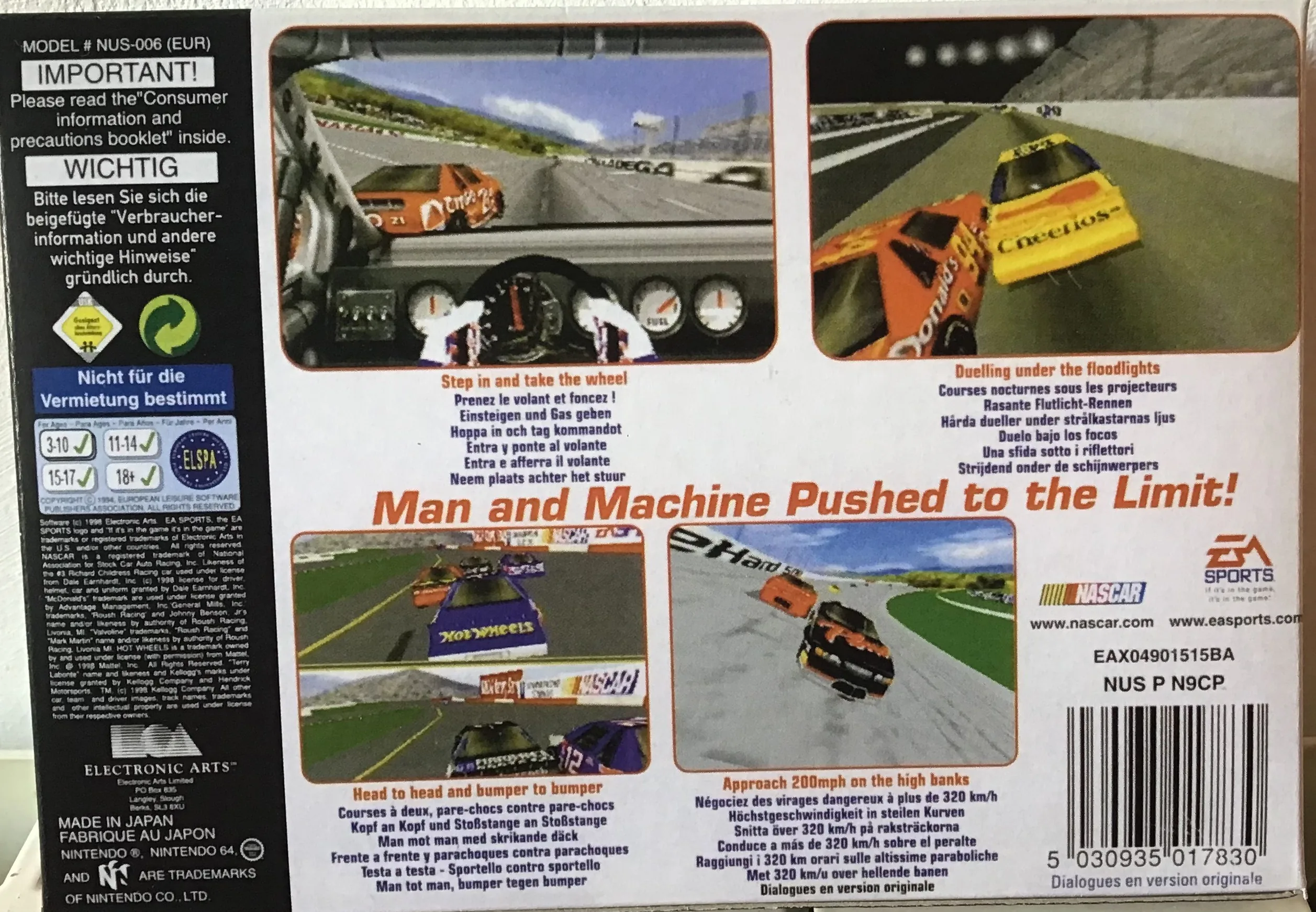 Caja repro Nascar 99 Nintendo 64 PAL España detalle 2
