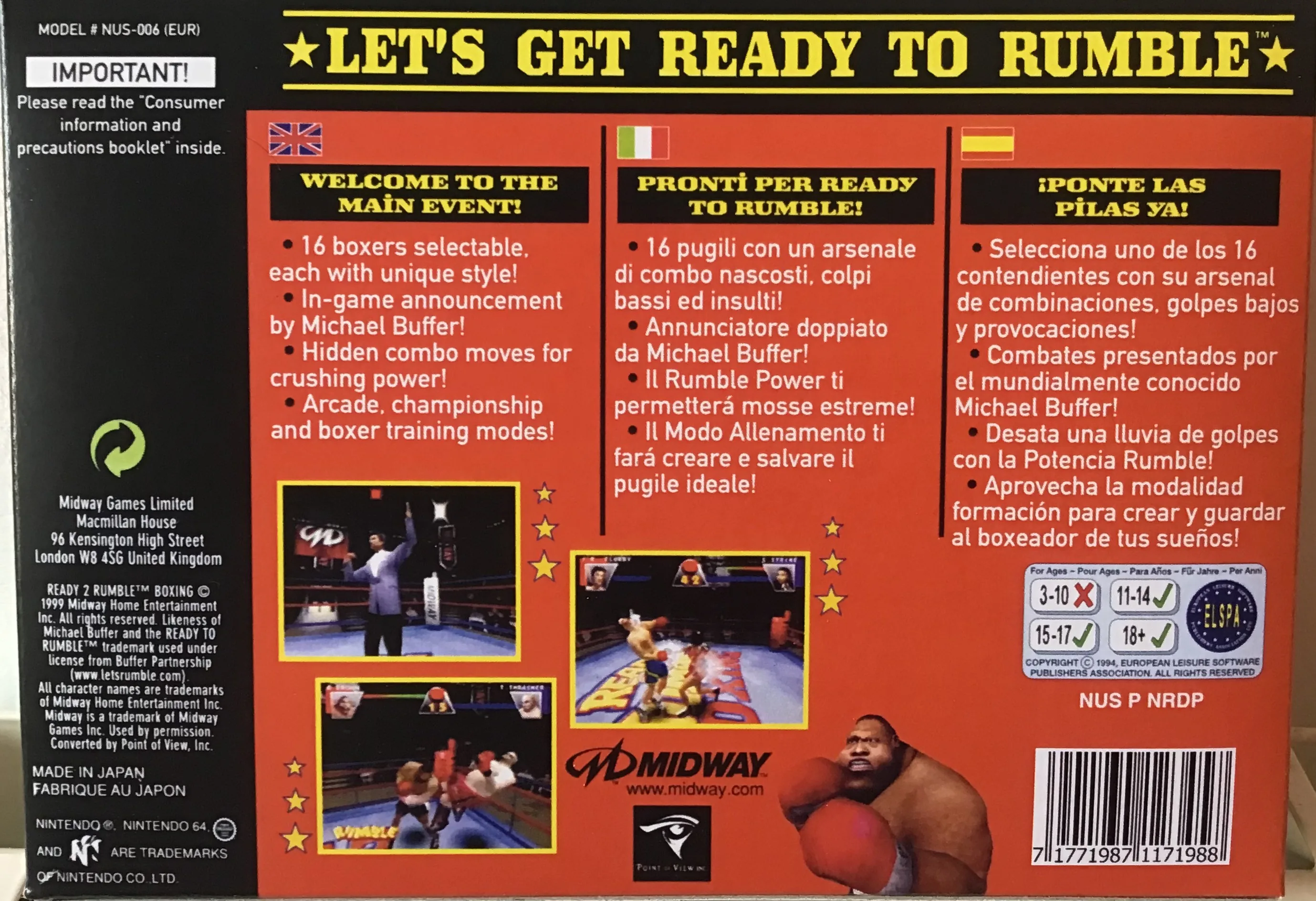 Caja repro Ready to Rumble N64 Nintendo 64 PAL España detalle 2