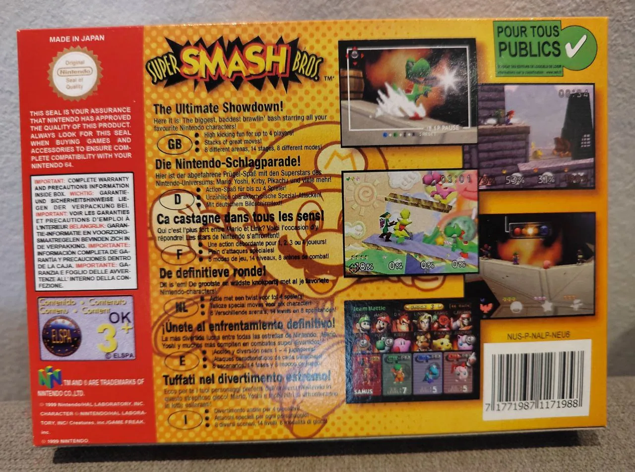 Caja repro Super Smash Bros 64 PAL Espa&ntilde;a detalle 2