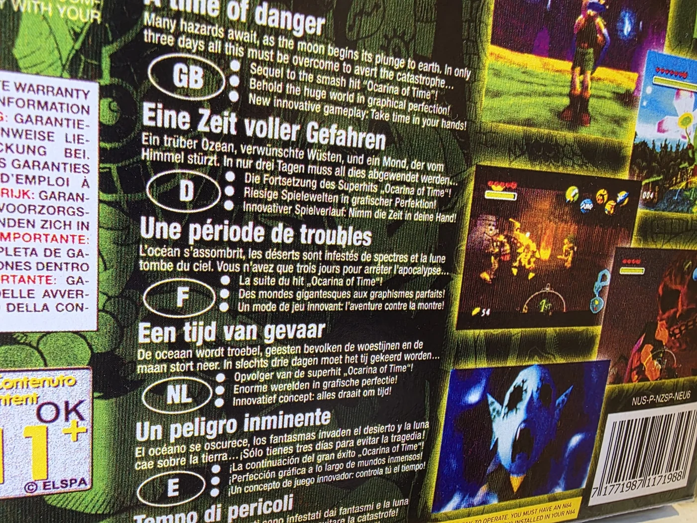 Caja repro Zelda Majora's Mask Nintendo 64 trasera