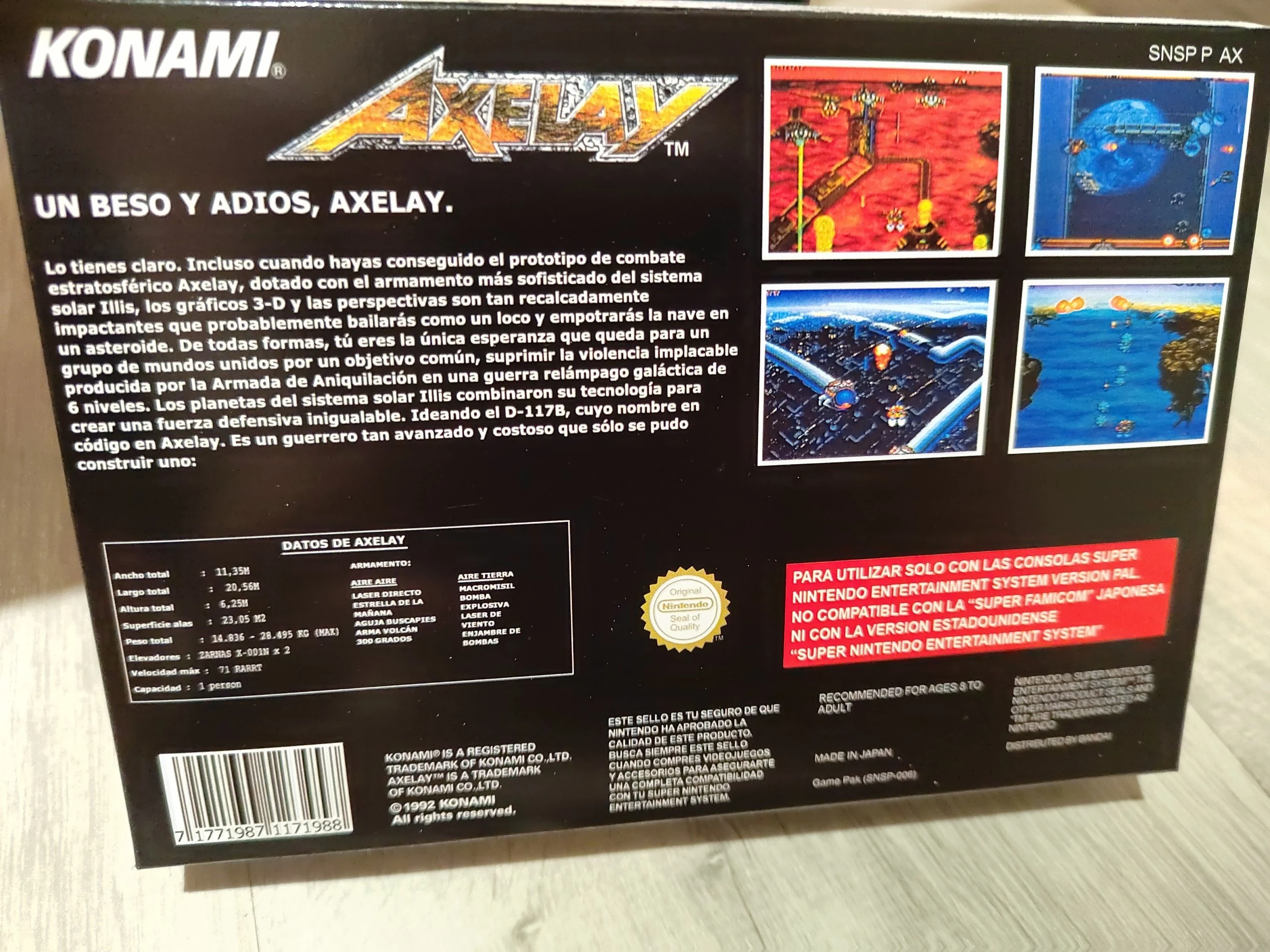 Trasera de Axelay SNES
