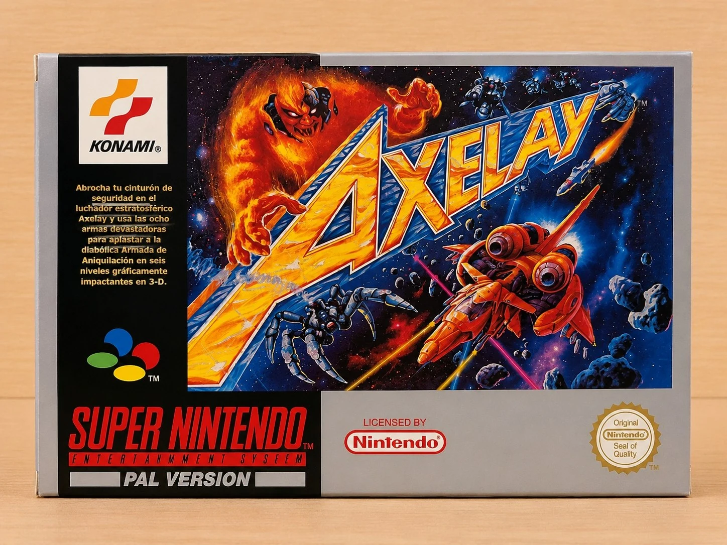 Frontal de la caja repro Axelay para Super Nintendo