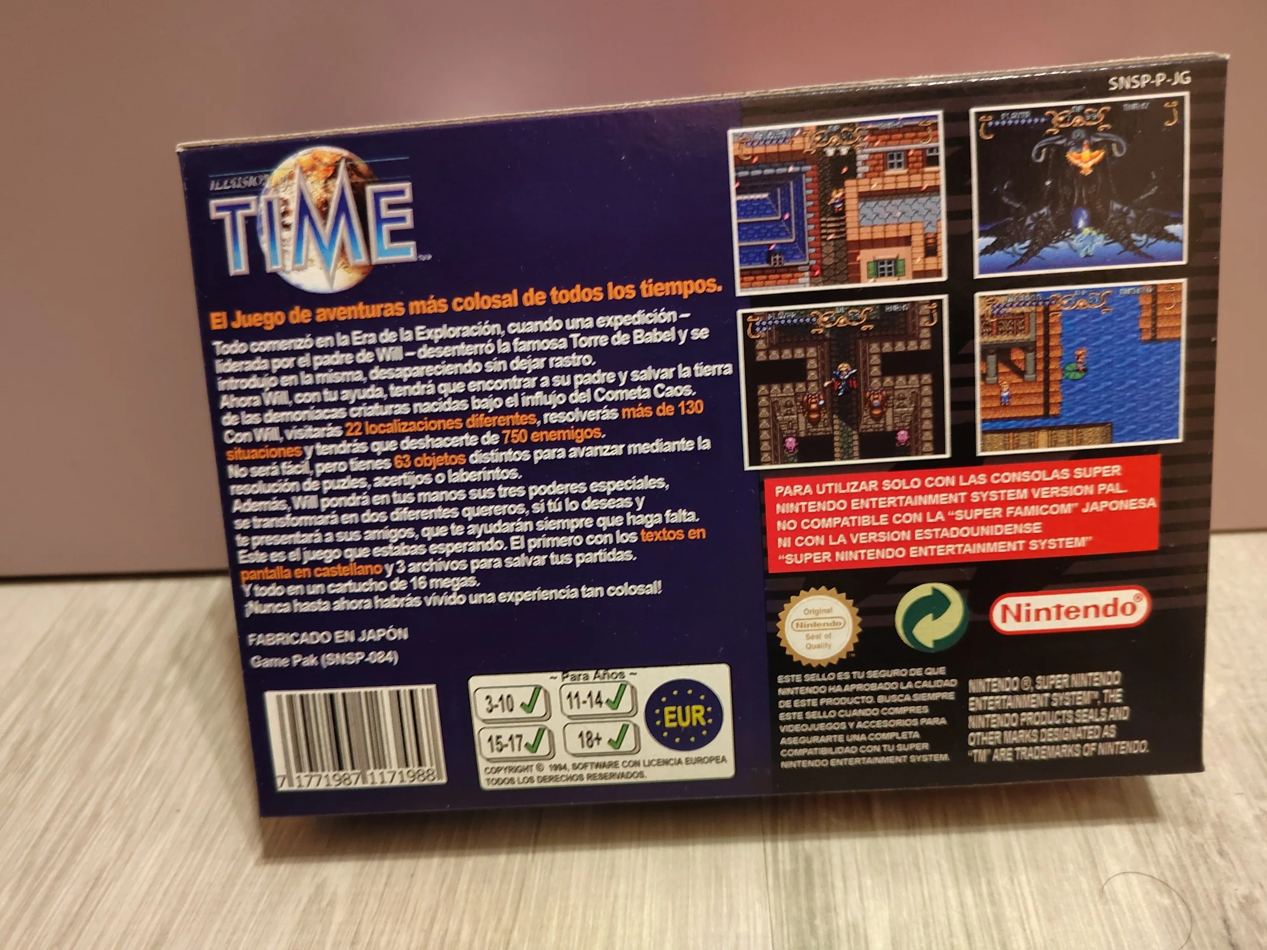 Trasera de Illusion of Time SNES